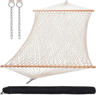 China Hand Made Hanging Cotton Bed Life Rope Hammock Best Elasticity Outdoor Patio Yard With Carry Bag for sale