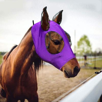 China Wholesale High Quality Mesh Fly Veil Equine Ear Net Cowl Customization Fly Lycra Cloth Horse Equestrian Products for sale