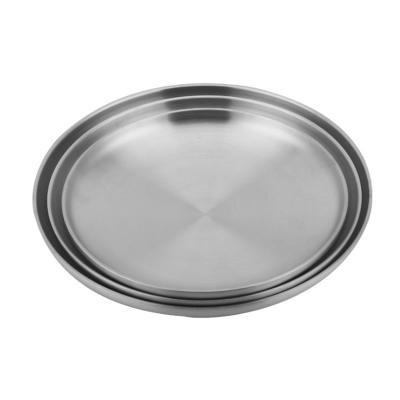 China Viable Home Direct Kitchen Restaurant 304 Stainless Steel Round Plate Home Kitchen Factory Metal Camping Dinner Dishes for sale