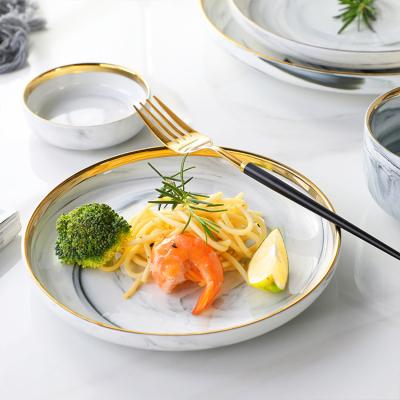 China 2022 Viable New Marbling Ceramic Dinnerware 26 Piece Set for sale