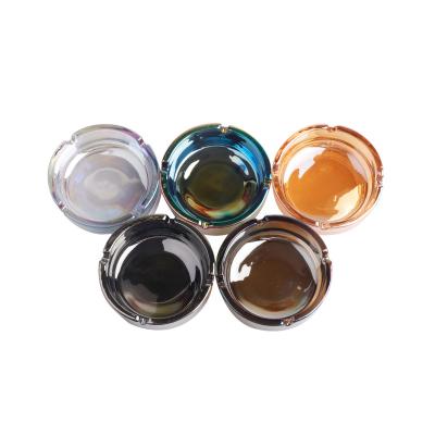 China Hotel Restaurant Home Shine Color Luxury Glass Round Small Ashtray for sale