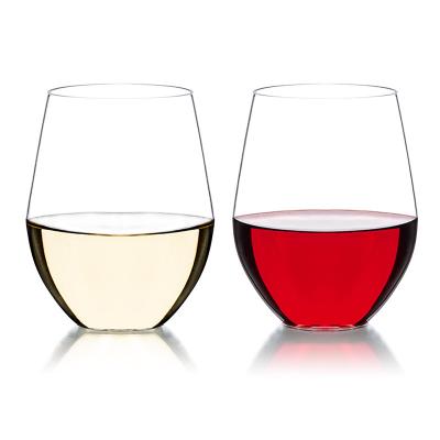 China High Quality Stemless Plastic Reusable Glasses Tritan Clear Unbreakable Plastic BPA Free Double Wall Wine Glasses for sale