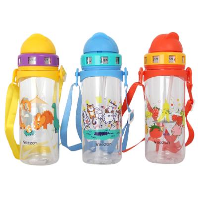 China 500MLBPA Cartoon Leak Proof Child Portable Plastic Viable Straw Children Drinking Kids Water Free Sport Bottles With Straw For School for sale