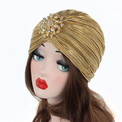 China Fashion HS-008 Ladies Turbans Women Eco-friendly Hijab Luxury Diamond Turban Cap Head Wrap Hair Accessories for sale