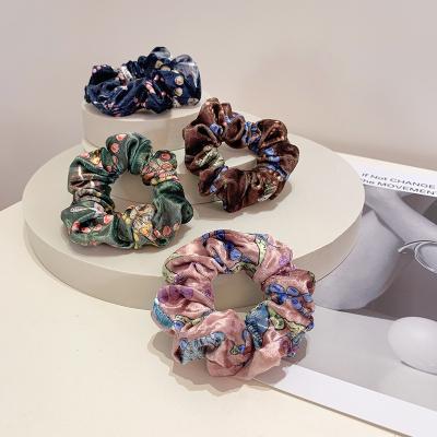 China PH-068 Scrunchies Girl PH-068 Soft Colorful Elastic Pattern Women's Oversized Velvet Hair Scrunchies for sale