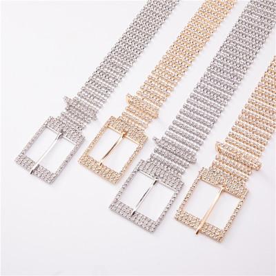 China BE-006 Trendy Fashion Rhinestone Belt Buckle Girl's Latest Lady 2022 Fashion Full Diamond Thin Belt for sale