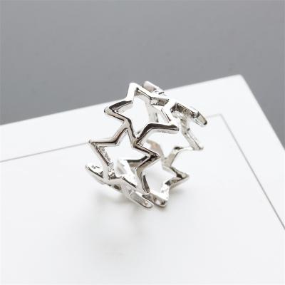 China Latest Eco-Friendly FASHIONABLE Geometric Star Ring Personalized Simple Design Metal Finger Couple Ring R-061 for sale