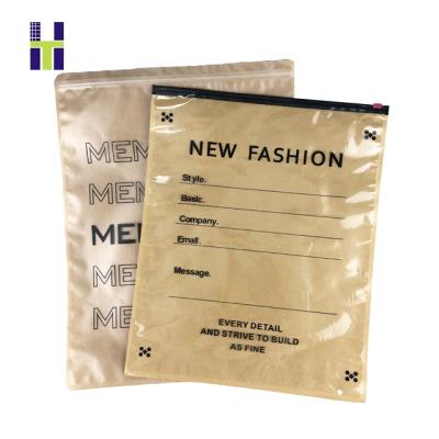 China Barrier Custom Logo Printed Kraft Paper Clothing Bag With Ziplock for sale