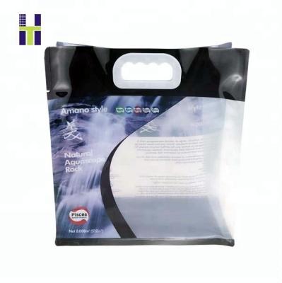 China Barrier Aquascape Rock Handle Flat Bottom Plastic Bag for sale