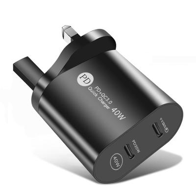 China Most Smart Phones and Other Digital Products Portable PD 40W Fast Type-C Dual Left Wall Charger Dual Travel Adapter for Mobile Phone for sale