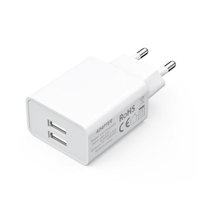 China QC2.0 Dual Usb 5v 2.1a Wall Charger Eu Us Plug Travel Charger 2 Port Usb Charger For Mobile Phone for sale