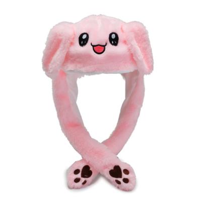 China Promotional Cute Bunny Hat Ear Moving Jumping Plush Rabbit Gifts Funny Animal Hats for sale