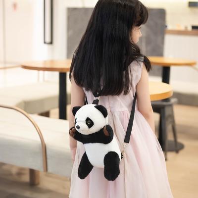 China New Kawaii Stuffed Plush Toy Panda Backpack Large Children's Furry Panda Shoulder Bag Birthday Christmas Gifts For Kids for sale