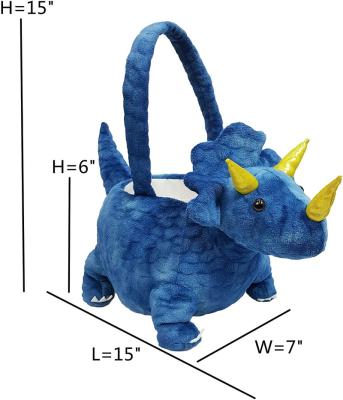 China 2022 New Design Custom Plush Dinosaur Basket Easter Egg Chasing Basket Easter Decoration for sale