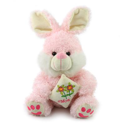 China Factory Wholesale Custom Pink Ear Soft Plush Rabbit Long Stuffed Toys Bunny Easter Plush Toys Pink Promotion for sale