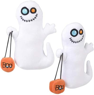 China Halloween Stuffed Soft Soft Ghost Toys Sitting Plush Dolls With Halloween Heart/Candy Corn/Moon 3 Pack Ornaments Lovely Gift for sale