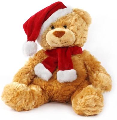 China Teddy Bear Plush Toys Xmas Soft Soft Bear Christmas Toy with Santa Hat and Scarf Holiday Decor Xmas Gifts for sale