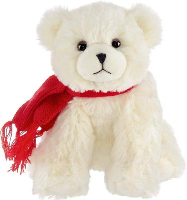 China Kawaii Christmas Decoration Super Soft Soft White Polar Bears High Quality Soft White Polar Bear With Red Scarf Xmas Decor for sale