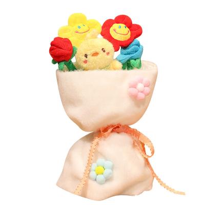 China Plush Stuffed Sunflower And Little Rabbit Duck Animals Roses Bear Bouquet With Plush Creative Valentine's Day Gifts for sale