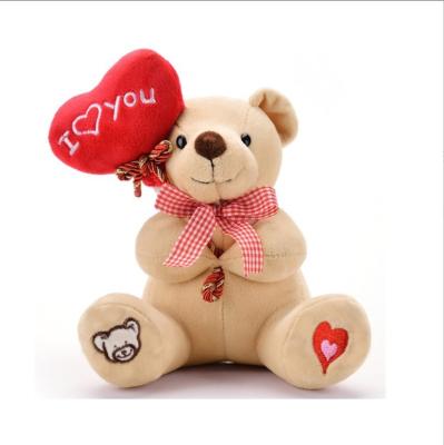 China Wholesale Standing Plush Toy 18cm Valentines Teddy Bears Small Soft Bears Love Heart Promotion Gifts for sale