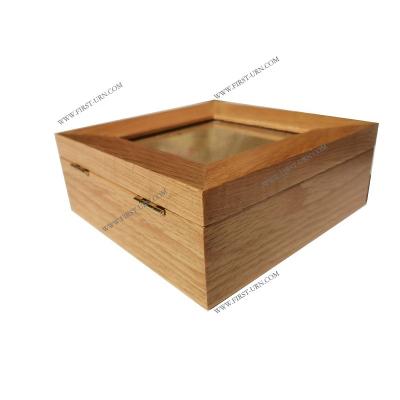 China Cherry Finish MDF Wooden Pet Urn Stored Single Wooden Urns For Ashes Cat Wooden Pet Urn for sale