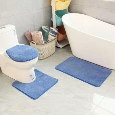 China Sustainable Bathroom Customized Bathroom Soft And Comfortable Rug Set 3 Piece Toilet Seat Cover Mat Set for sale