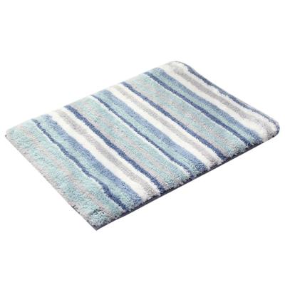 China New Sustainable Premium Stripe Extra Soft Microfiber Non Slip Tape Back Absorbent Home Door Mat Bathroom for sale