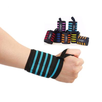 China Adjustable Elasticity Breathable High Quality Customize Logo Nylon Weightlifting Training Wrist Brace Support Wrist Wraps for sale