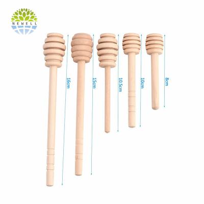 China Newell Wholesale Stocked Natural Wood Bulk Jam 100% Mini Private Label Custom Logo Honey Wooden Dipper Stick for Export for sale