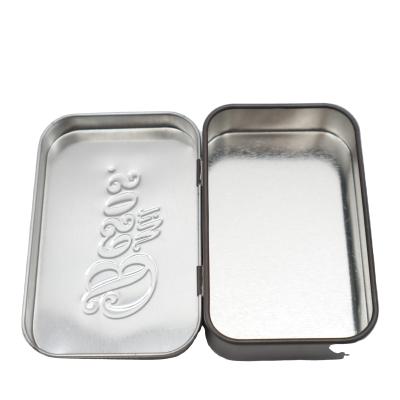 China Rectangular Empty Hinged Cosmetic Metal Tin Box Containers Min Small Storage Tin Box Custom Box for sale