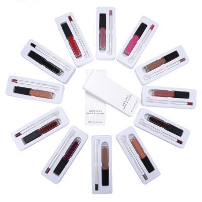 China Private Label Lip Gloss Kits Vendors Waterproof Durable Lip Gloss and Matte Liner Set for sale