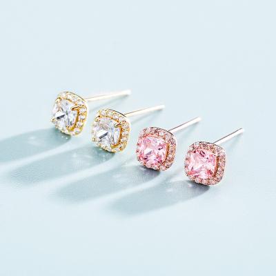 China Hiphop S925 Sterling Silver Fashion Cubic Zirconia Earrings Rose Gold For Women Gift for sale