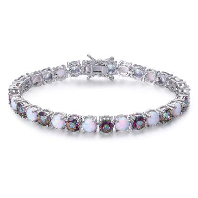 China 2019 Outlet Brass Bracelet Of Opal Stone And Cubic Zirconia 925 Sterling Silver Tennis Bracelet Iced New Arrival for sale