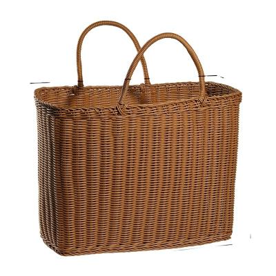 China Newest Sustainable Selling Mall Supermarket Large Capacity Durable Strong Shopping Brown Shopping Basket for sale