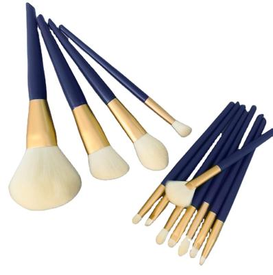 China Angular Blush Brush Head High Quality Variety Shapes Blue Gold Makeup Brush Set for sale