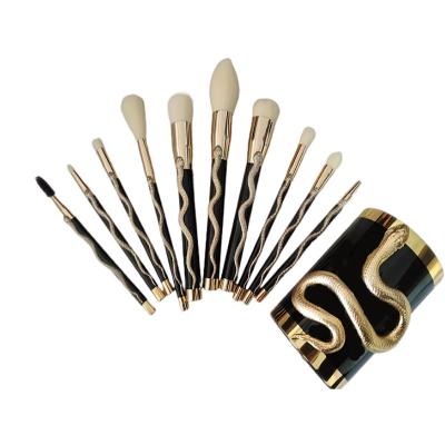 China Angular Blush High Quality Custom Snake Pattern Professional Makeup Brush Set With Pen Holder Packaging for sale