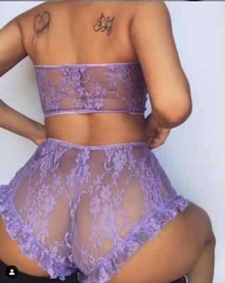 China Lace 2020 hot see-through ropa set 2020 lace levanta kola lenceria al por mayor set two piece encajes Para for sale