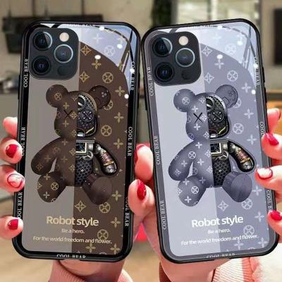 China Tide Shockproof Brand Mechanical Bear Cell Phone Case For Iphone 13 12 11 pro XR Max X XS 7 8 plus case inclusive liquid glass phone for sale