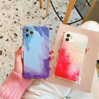 China Factory Wholesale Soft Colorful Shockproof Cell Phone Case Sublimation Watercolor Silicone TPU Back Cover For iPhone 12 Pro Max for sale