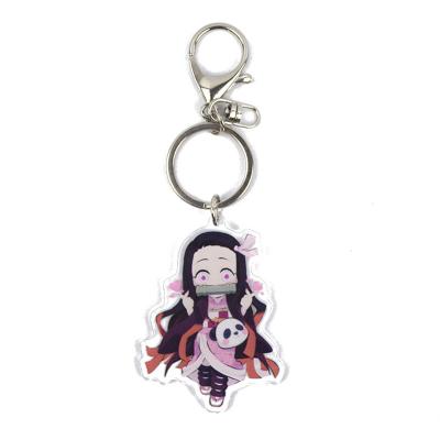 China New Anime Demon Slayer Plastic Version Acrylic Key Chain Cartoon Printed Figures Cosplay Jewelry Friends Pendant Key Chain Gift for sale