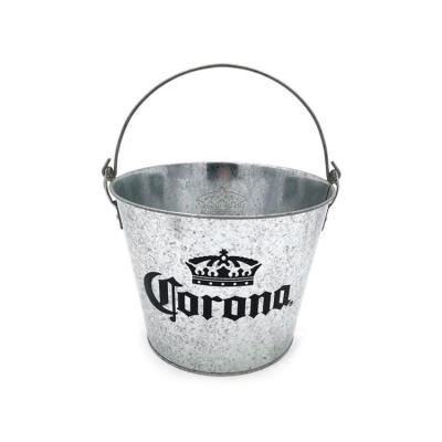 China Sustainable New Arrival Hot-selling Outdoor Round Galvanized Iron Metal Ice Bucket With Bottle Opener for sale