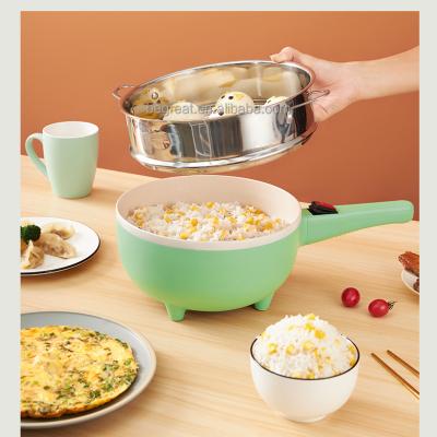 China Hot Sale 2022 Hot Selling Non Viable Electric Cooking Pot 3L Stick Skillet With Lid And Steamer Multi Function Glass Hot Pot Cooker for sale