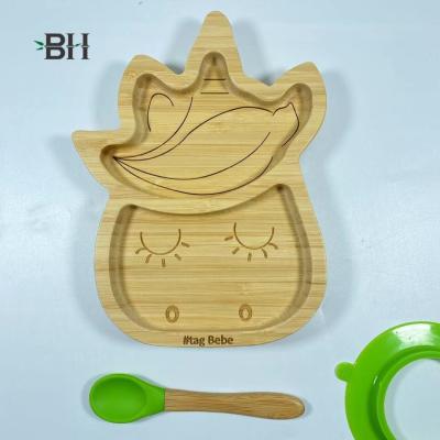 China Minimalist Hot-selling Cute Bamboo Unicorn Shape Of Feeding Plate For Kids for sale