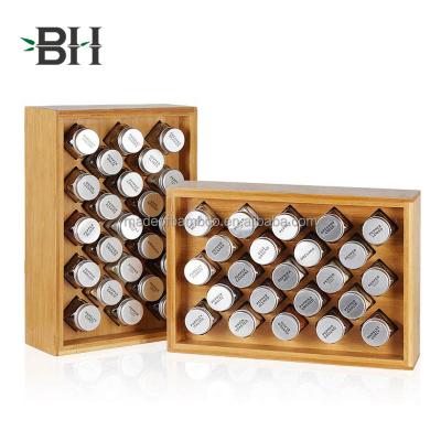 China Herb and Spice Rack Organizer Holder and Bamboo Spice Shelf Rack Viable with 23 Glass Jars for sale