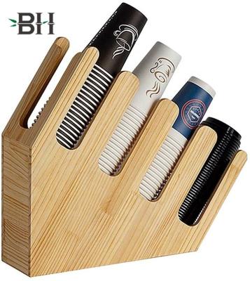 China Sustainable Bamboo 4 Compartment Countertop Coffee Condiment Paper Cup And Lid Storage Organizers for sale