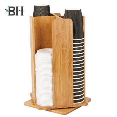 China 4 Compartment Cup and Lid Carousel Viable Bamboo Organizer for sale