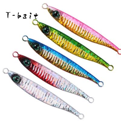 China Lead New 40g 60g 80g Long T-Bait Lead Fish Stripe Jig Casting Luminous Metal Hard Bait Boat Fishing for sale