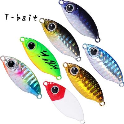 China Cast Far Metal T-bait Lead 10g15g Mini Jigging Metal Fishing Lure with Feather Treble Hook Lead Hard Bait Boat Fishing Sea Fishing for sale