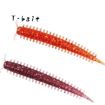 China Wholesale Plastic Centipede T-Bait 10Pcs/Bag Lure 5.9cm/0.8g PVC Soft Bait Artificial Soft Fishing Tackle for sale