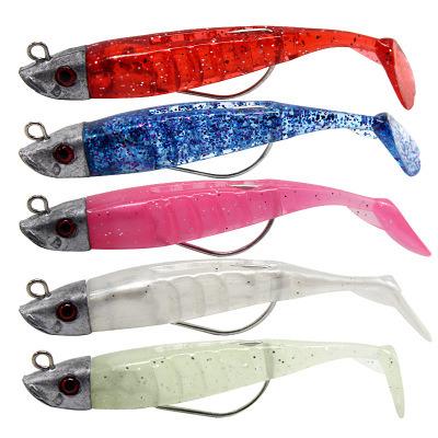 China Pvc Soft Lure Jigging one head + three body 2020 8cm 8.5g 4# hook calamar jigging a la carta jig head squid body trolling lures heads for sale